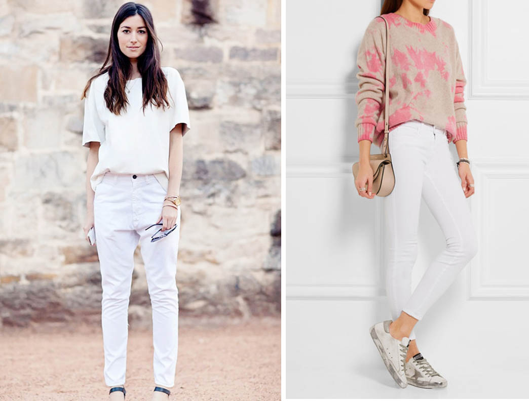 С чем носить белые джинсы: широкие, клеш, мом или скинни
